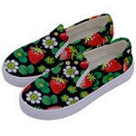 Strawberries Pattern Kids  Canvas Slip Ons