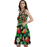 Strawberries Pattern Sleeveless V-Neck Skater Dress with Pockets