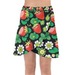 Strawberries Pattern Wrap Front Skirt