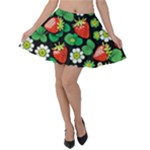 Strawberries Pattern Velvet Skater Skirt