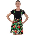 Strawberries Pattern Velvet Suspender Skater Skirt