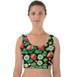 Strawberries Pattern Velvet Crop Top