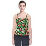 Strawberries Pattern Velvet Spaghetti Strap Top