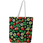 Strawberries Pattern Full Print Rope Handle Tote (Large)