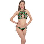 Strawberries Pattern Cross Front Halter Bikini Set