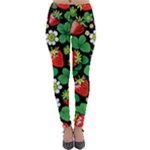 Strawberries Pattern Lightweight Velour Leggings