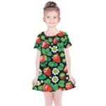 Strawberries Pattern Kids  Simple Cotton Dress