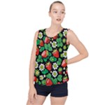 Strawberries Pattern Bubble Hem Chiffon Tank Top