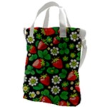 Strawberries Pattern Canvas Messenger Bag