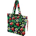 Strawberries Pattern Drawstring Tote Bag