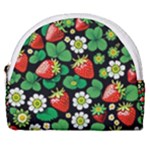 Strawberries Pattern Horseshoe Style Canvas Pouch