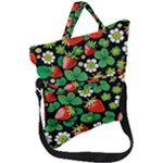 Strawberries Pattern Fold Over Handle Tote Bag