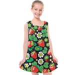 Strawberries Pattern Kids  Cross Back Dress