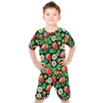 Strawberries Pattern Kids  T-Shirt and Shorts Set