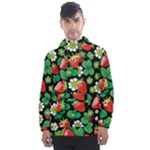 Strawberries Pattern Men s Front Pocket Pullover Windbreaker