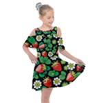 Strawberries Pattern Kids  Shoulder Cutout Chiffon Dress