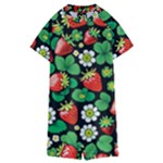 Strawberries Pattern Kids  Boyleg Half Suit Swimwear