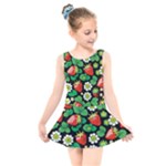 Strawberries Pattern Kids  Skater Dress Swimsuit