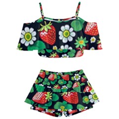 Kids  Off Shoulder Skirt Bikini 