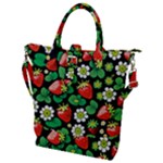 Strawberries Pattern Buckle Top Tote Bag