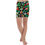 Strawberries Pattern Kids  Lightweight Velour Capri Yoga Leggings