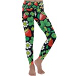 Strawberries Pattern Kids  Lightweight Velour Classic Yoga Leggings