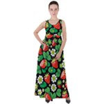 Strawberries Pattern Empire Waist Velour Maxi Dress