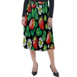 Strawberries Pattern Classic Velour Midi Skirt 