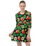 Strawberries Pattern Mini Skater Shirt Dress