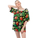 Strawberries Pattern Oversized Chiffon Top