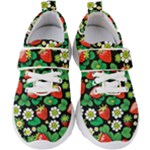 Strawberries Pattern Kids  Velcro Strap Shoes