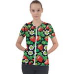 Strawberries Pattern Short Sleeve Zip Up Jacket