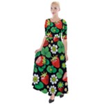 Strawberries Pattern Half Sleeves Maxi Dress