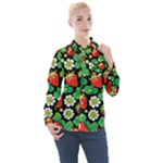 Strawberries Pattern Women s Long Sleeve Pocket Shirt