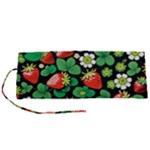 Strawberries Pattern Roll Up Canvas Pencil Holder (S)