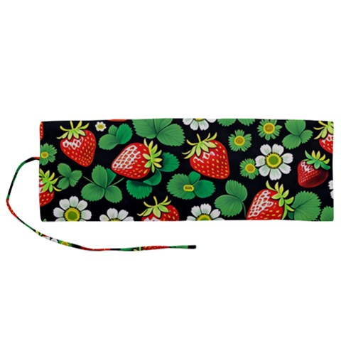 Strawberries Pattern Roll Up Canvas Pencil Holder (M) from ArtsNow.com