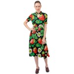 Strawberries Pattern Keyhole Neckline Chiffon Dress