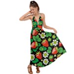 Strawberries Pattern Backless Maxi Beach Dress