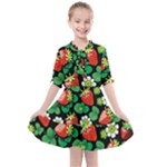 Strawberries Pattern Kids  All Frills Chiffon Dress