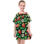 Strawberries Pattern Kids  One Piece Chiffon Dress