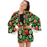 Strawberries Pattern Long Sleeve Kimono