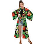 Strawberries Pattern Maxi Kimono