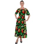 Strawberries Pattern Shoulder Straps Boho Maxi Dress 