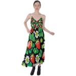 Strawberries Pattern Tie Back Maxi Dress