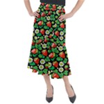 Strawberries Pattern Midi Mermaid Skirt