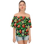 Strawberries Pattern Off Shoulder Short Sleeve Top