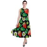 Strawberries Pattern Round Neck Boho Dress