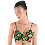 Strawberries Pattern Woven Tie Front Bralet