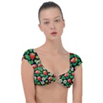 Strawberries Pattern Cap Sleeve Ring Bikini Top