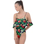 Strawberries Pattern Drape Piece Swimsuit